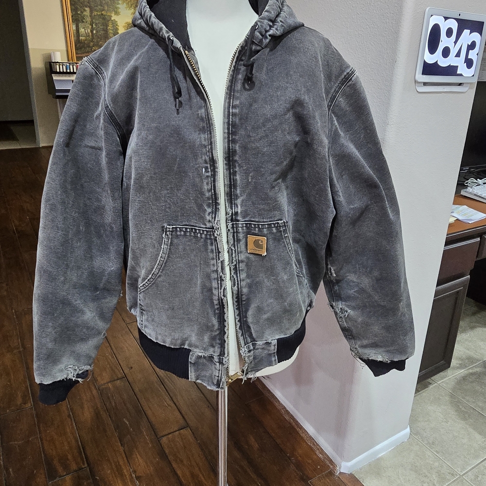 Carhartt Gray Hooded Bomber Jacket